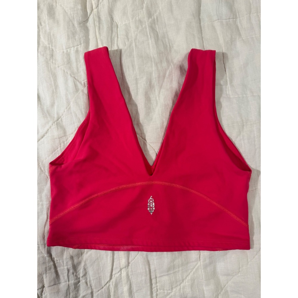 FP Movement Free People Never Better Crop Pink Deep V-Neck Longline Sports Bra S